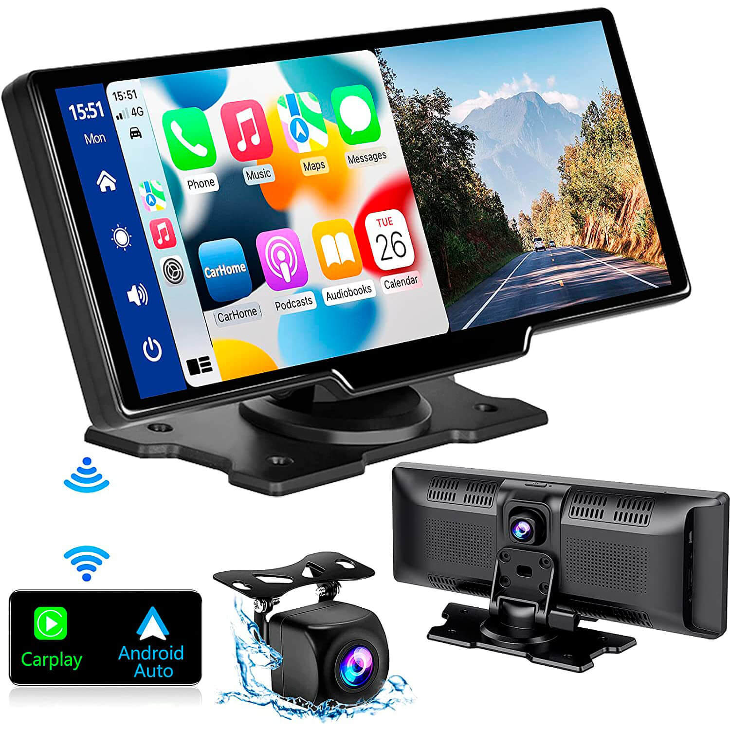 DrivePro - Draadloze CarPlay met 4K Dashcam voor helder zicht en connectiviteit