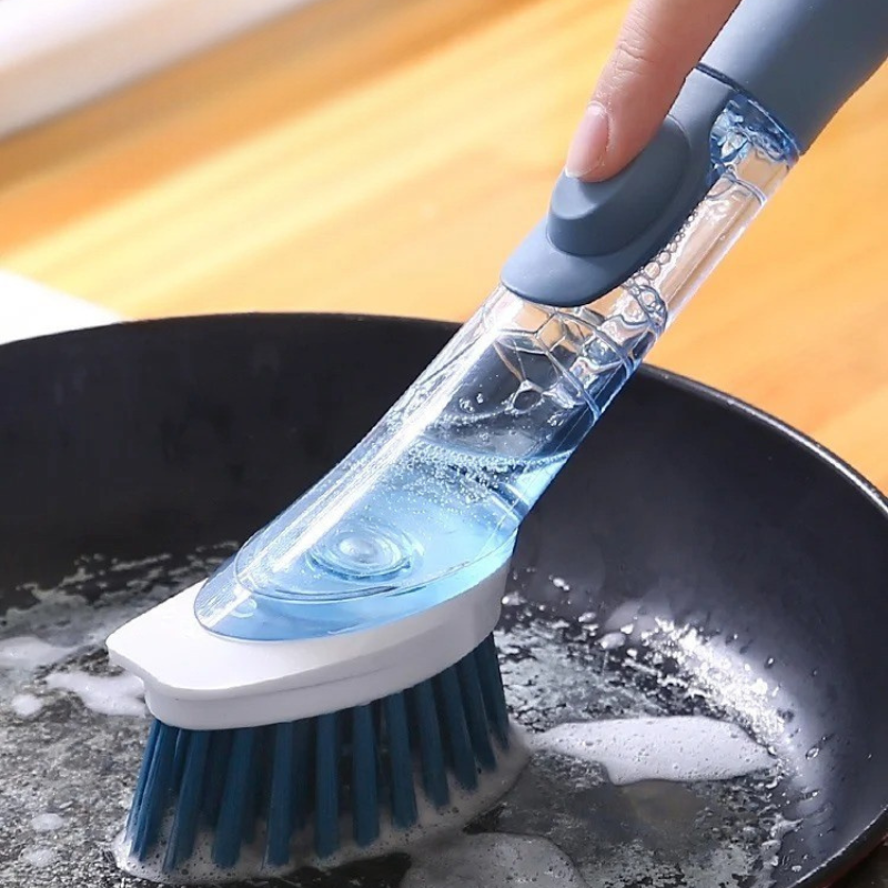 ScrubEase - Afwasborstel met lange steel en ingebouwde zeepdispenser voor moeiteloos schoonmaken