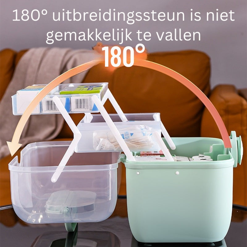 FoldEase - Compacte opvouwbare medicijndoos met meerdere gelabelde compartimenten