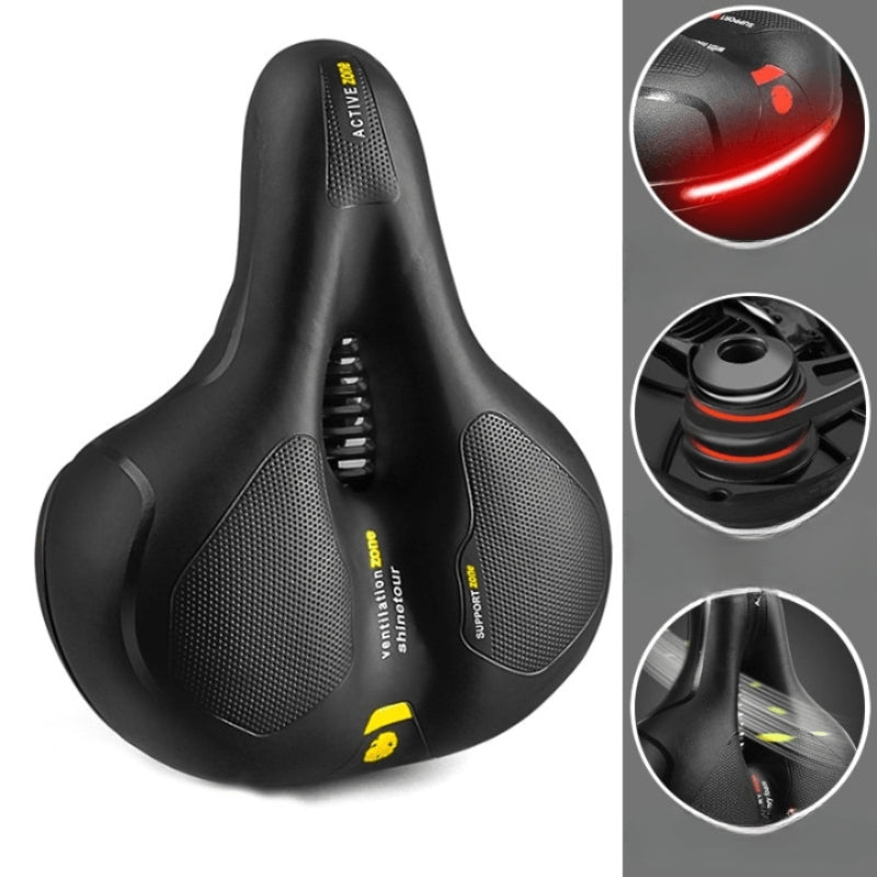 ErgoSeat – Comfortabel gevoerd fietszadel met ventilatiezone en reflecterende veiligheidsstrip