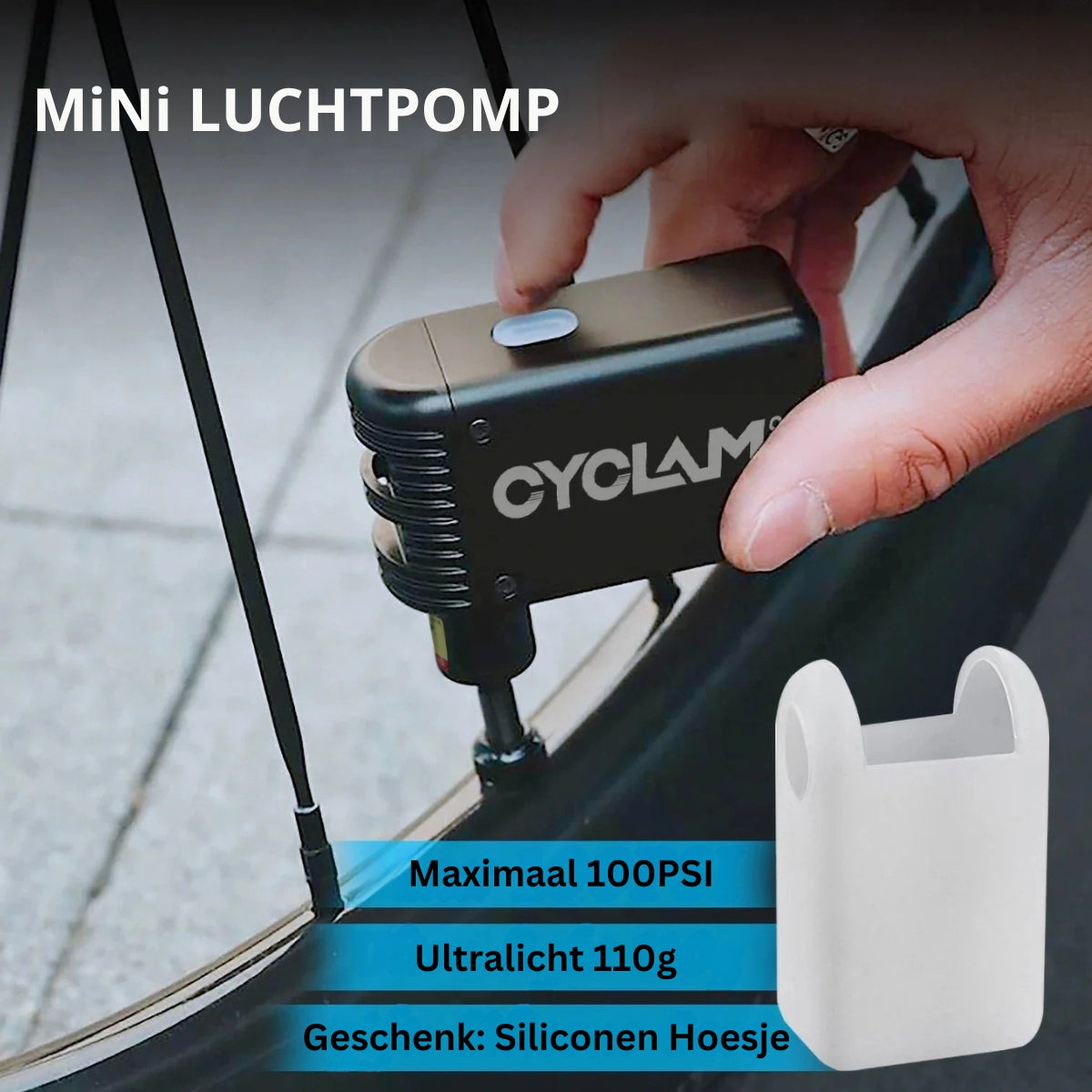 AirVelo - Fietspomp Compact en krachtig voor het snel oppompen van banden