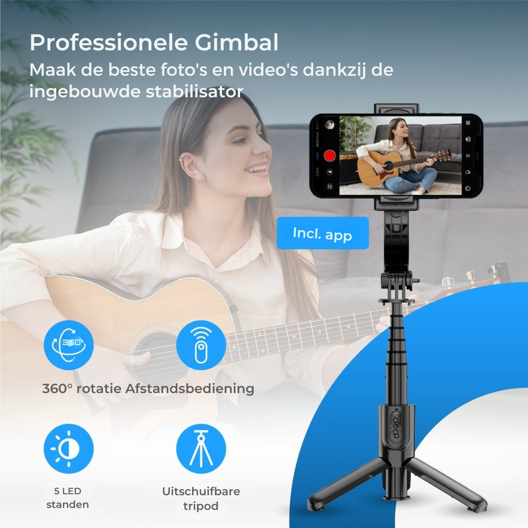 SnapEase - 360° Zelfie Stick voor vloeiende opnamen met Bluetooth afstandsbediening