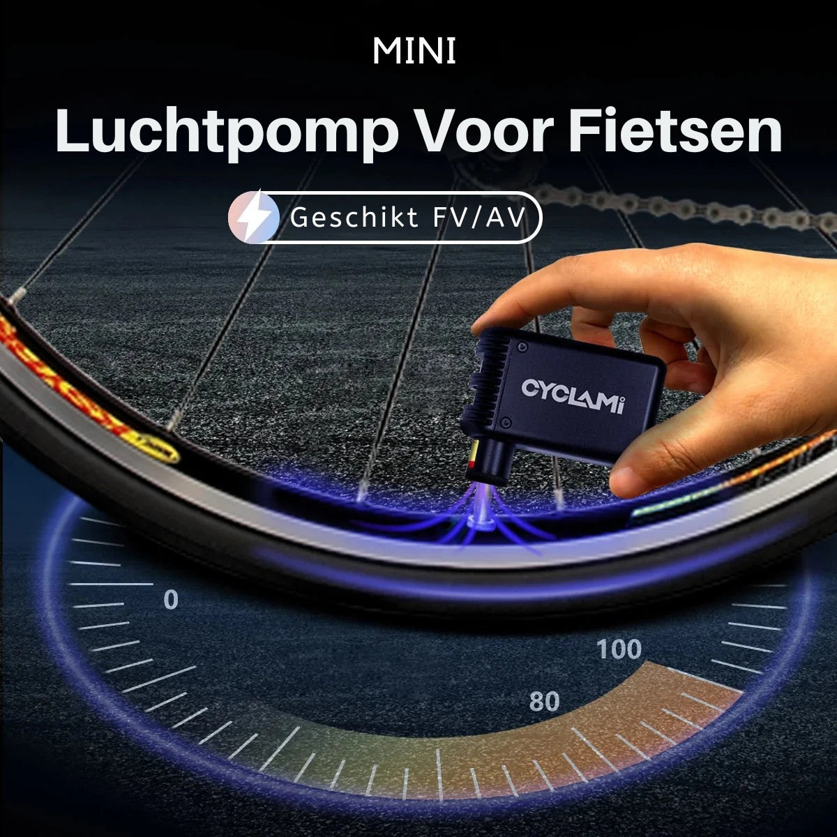 AirVelo - Fietspomp Compact en krachtig voor het snel oppompen van banden