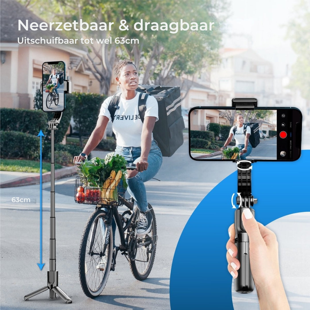 SnapEase - 360° Zelfie Stick voor vloeiende opnamen met Bluetooth afstandsbediening