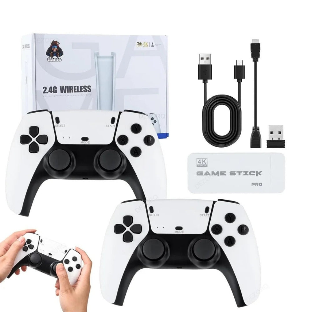 RetroMax - 4K handheld gameconsole met 2 draadloze controllers Stekker en Speel TV Stok