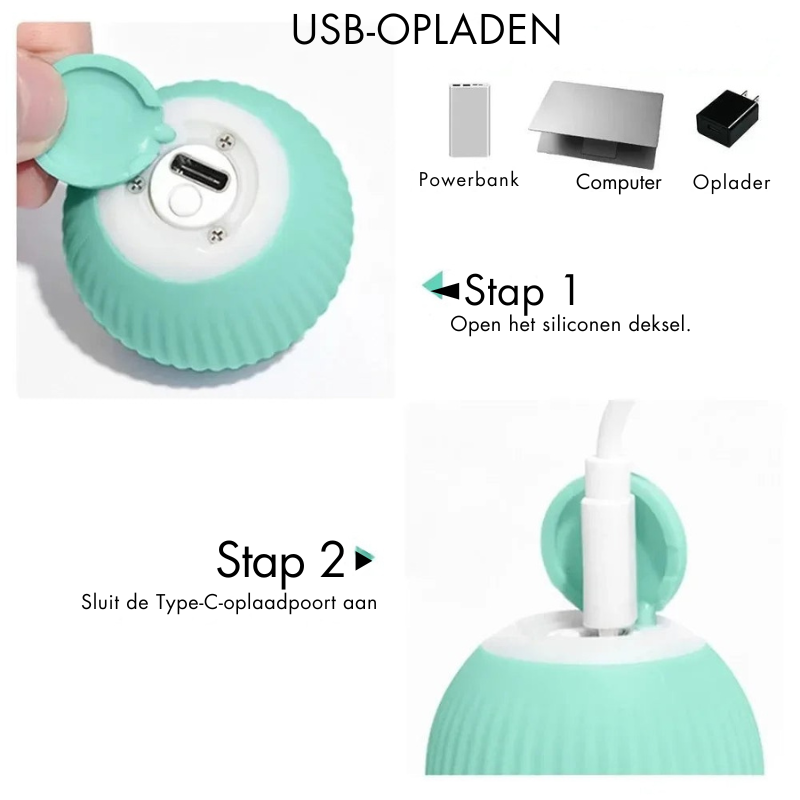 SmartPlay - Elektrische kattenspeelbal met slimme standen en eenvoudige oplaadindicatoren