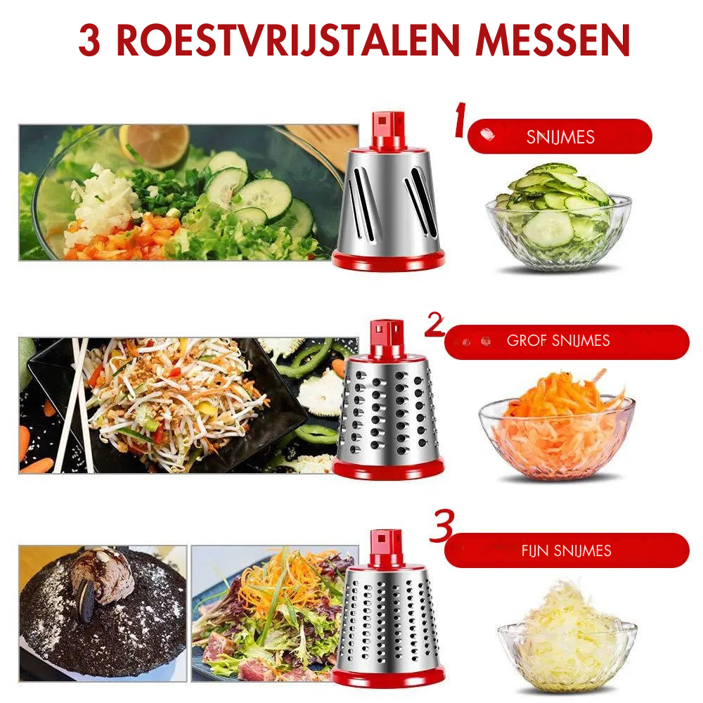 KitchenEase - Multifunctionele knoflookmolen aardappelrasp en groenterasproller