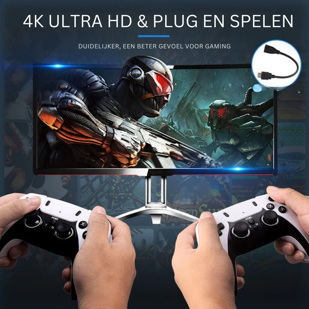 RetroMax - 4K handheld gameconsole met 2 draadloze controllers Stekker en Speel TV Stok