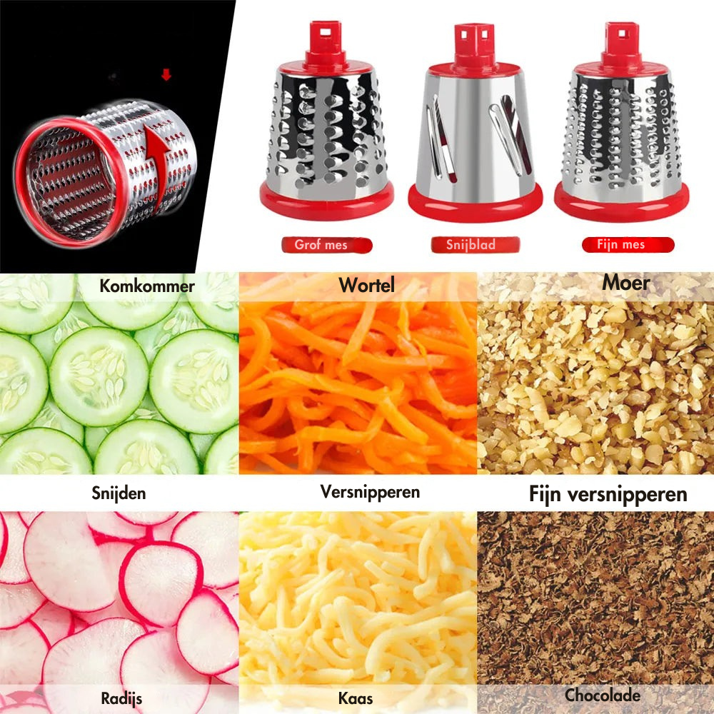 KitchenEase - Multifunctionele knoflookmolen aardappelrasp en groenterasproller