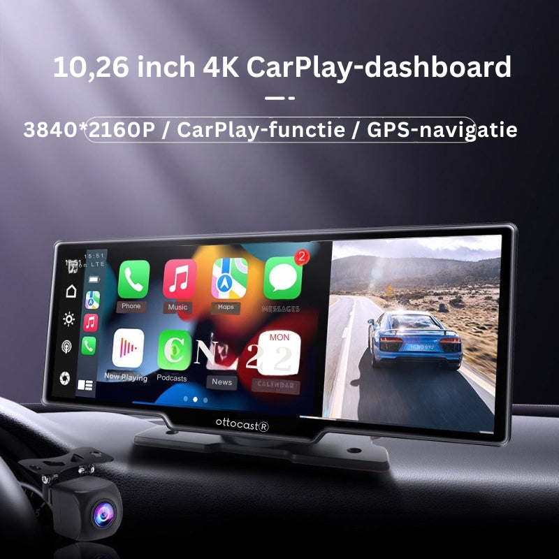 DrivePro - Draadloze CarPlay met 4K Dashcam voor helder zicht en connectiviteit