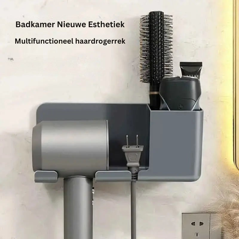 StyleRack - Multifunctionele föhnhouder voor wandmontage met extra opbergvakken
