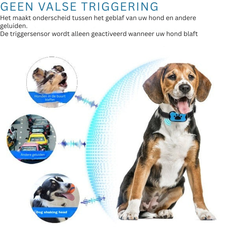 QuietPaws - Anti-blaf hondenhalsband met zachte trillingen en geluidscorrectie
