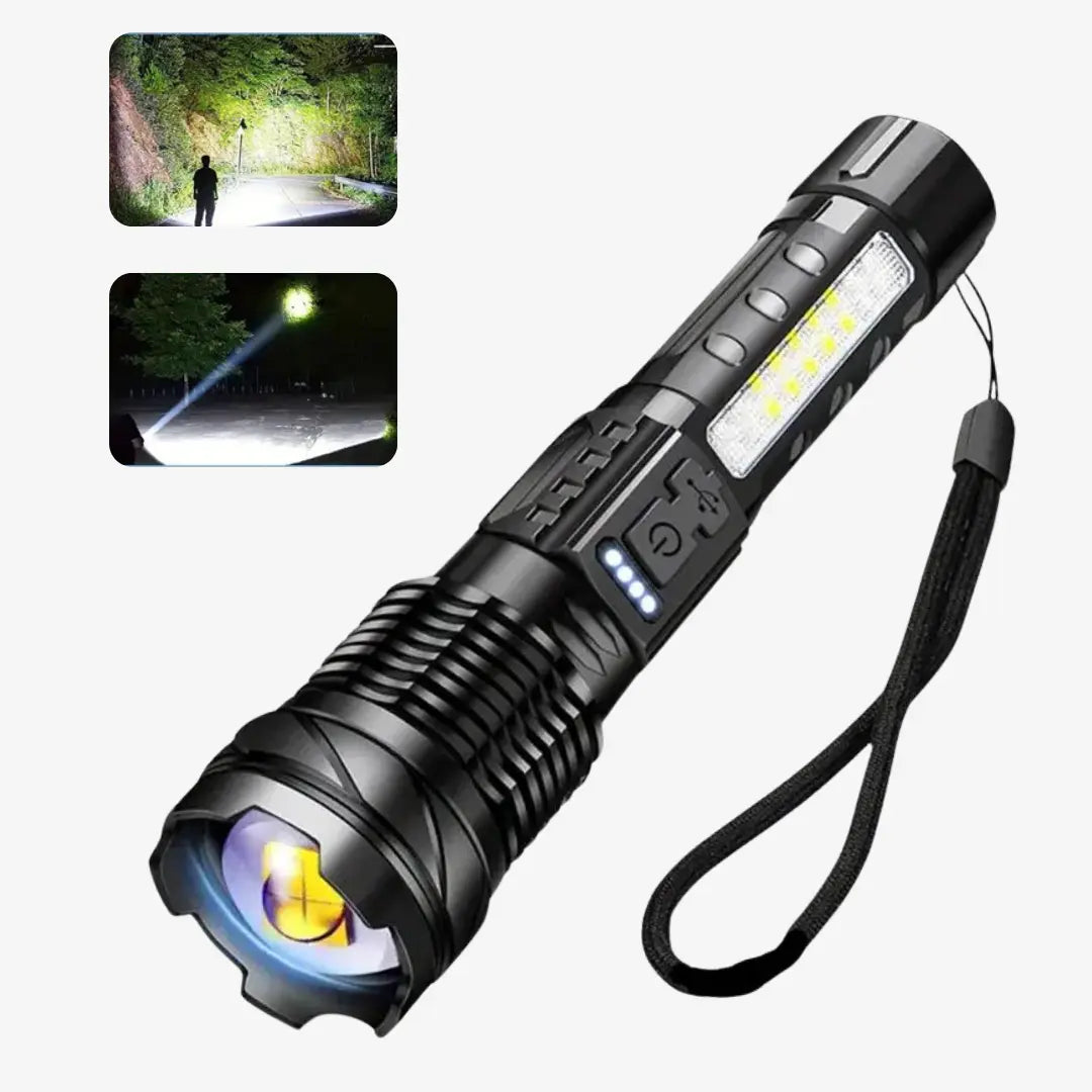 BrightBeam – 5000 Lumen Militaire Zaklamp met Geavanceerde LED Functies
