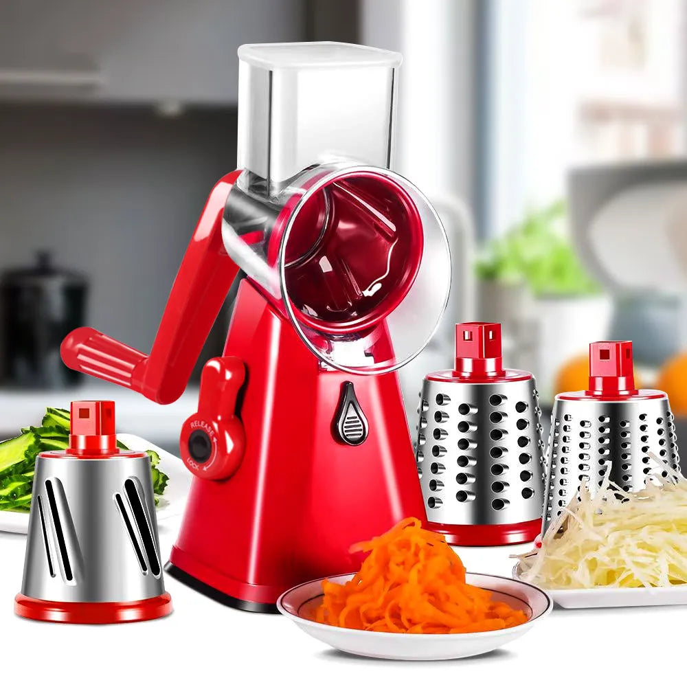 KitchenEase - Multifunctionele knoflookmolen aardappelrasp en groenterasproller