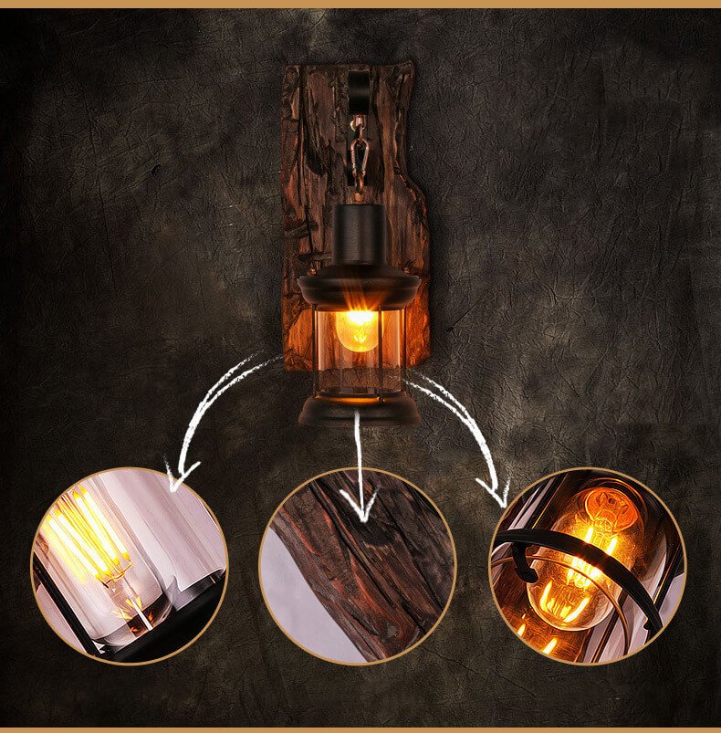 LumaCraft - Elegante wandlamp met glazen en houten voet
