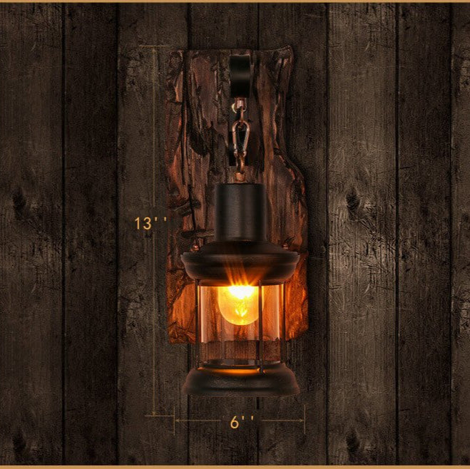LumaCraft - Elegante wandlamp met glazen en houten voet