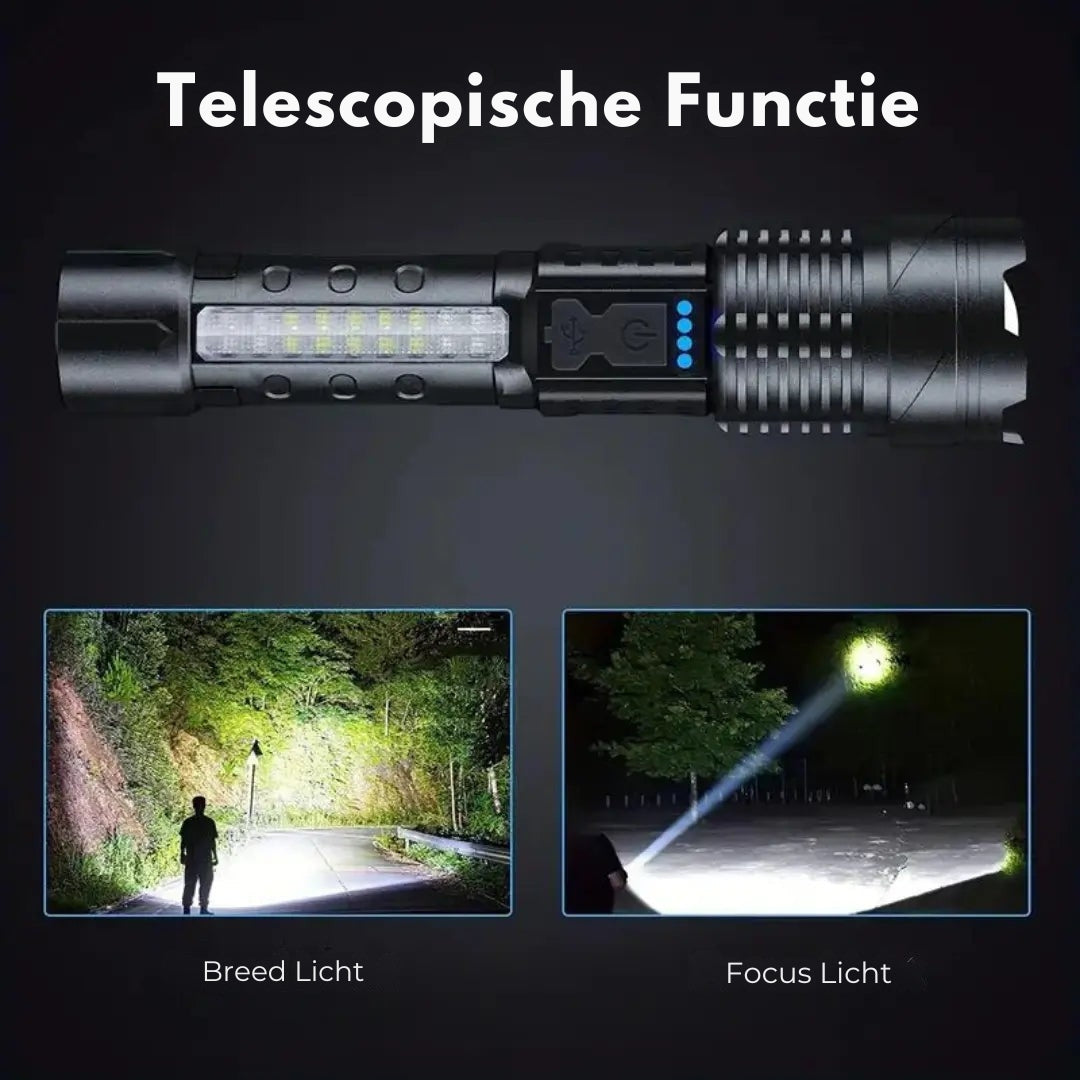 BrightBeam – 5000 Lumen Militaire Zaklamp met Geavanceerde LED Functies