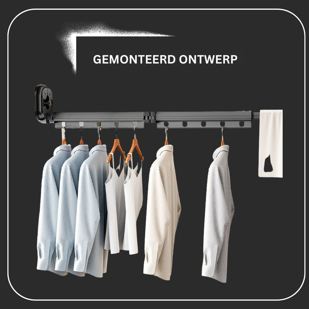 FlexiDry - Droogrek voor kleding aan de muur met verstelbaar opvouwbaar ontwerp