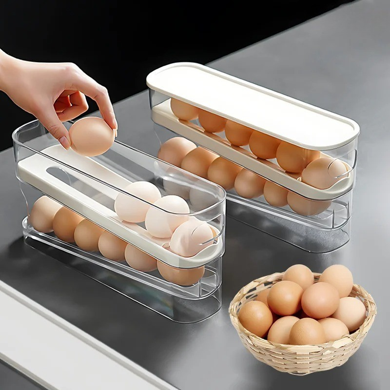 EggVault - Automatisch Schuifbaar eierplateau voor Koelkast Ei Opslag en organisatie