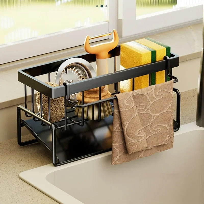 SinkEase - Compacte en moderne gootsteenhouder met poreuze bodem voor sponzen en handdoeken