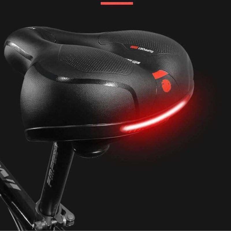 ErgoSeat – Comfortabel gevoerd fietszadel met ventilatiezone en reflecterende veiligheidsstrip